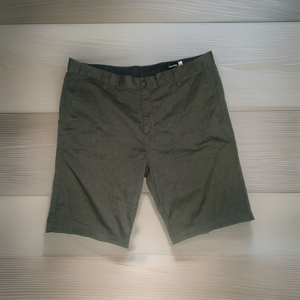 Volcom Mens Shorts Size 40 Gray Vmonty Chino Skater Surf Y2K Embroidered Pant